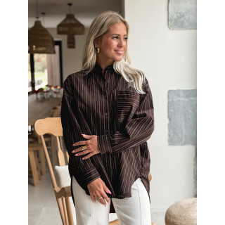 Chemise lignée Malika - Chocolat