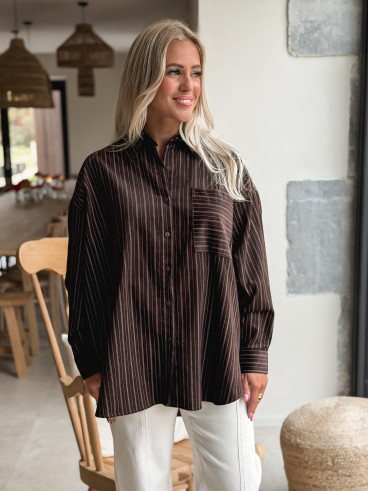 Chemise lignée Malika - Chocolat