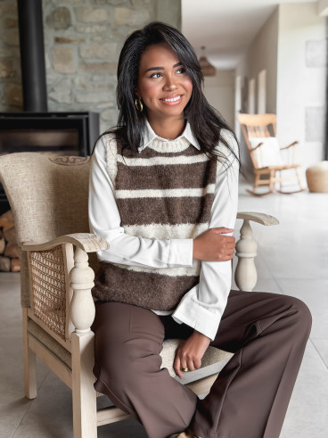 Pull sans manches Myrliane - Beige/Chocolat