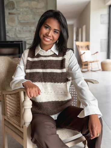 Pull sans manches Myrliane - Beige/Chocolat