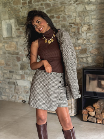 Jupe short Fionolla - Beige/Chocolat