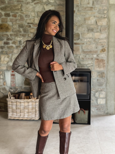 Jupe short Fionolla - Beige/Chocolat