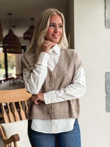 Gilet Gabbie - Taupe