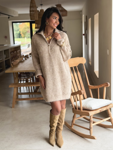 Robe pull Oriane - Beige foncé