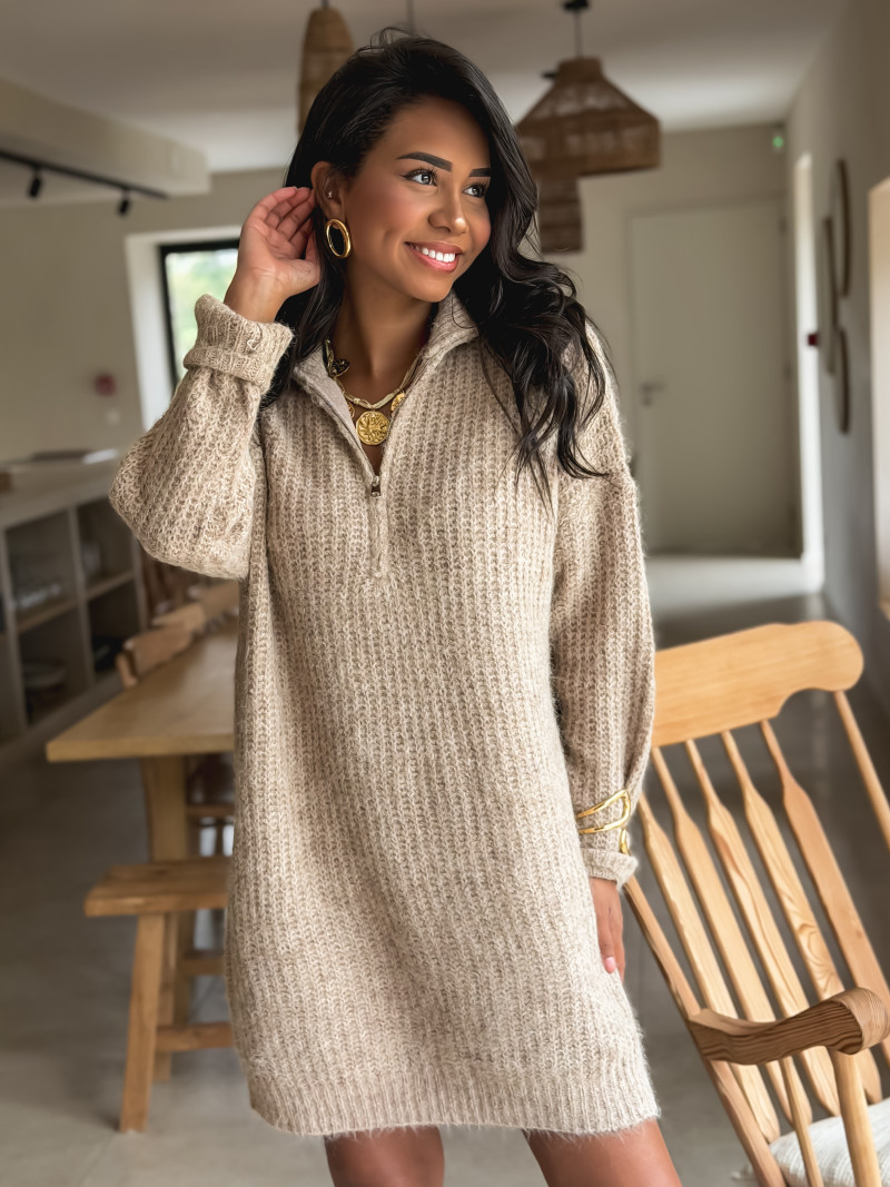 Robe pull Oriane - Beige foncé