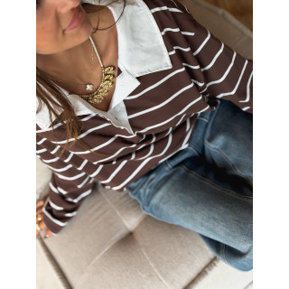 Pull ligné Esmérise - Chocolat