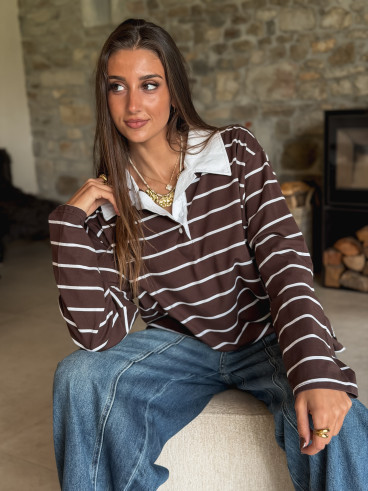 Pull ligné Esmérise - Chocolat