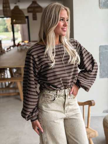 Pull ligné Coline - Chocolat