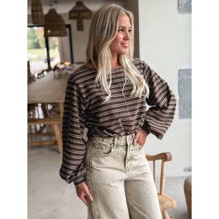 Pull ligné Coline - Chocolat