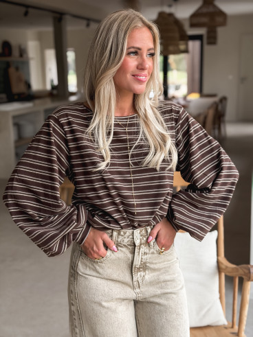 Pull ligné Coline - Chocolat