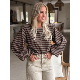 Pull ligné Coline - Chocolat