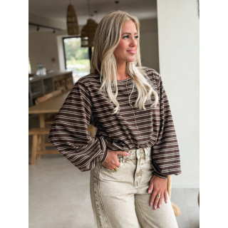 Pull ligné Coline - Chocolat