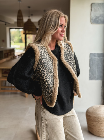 Gilet sans manches Shira - Beige/Chocolat