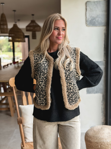 Gilet sans manches Shira - Beige/Chocolat