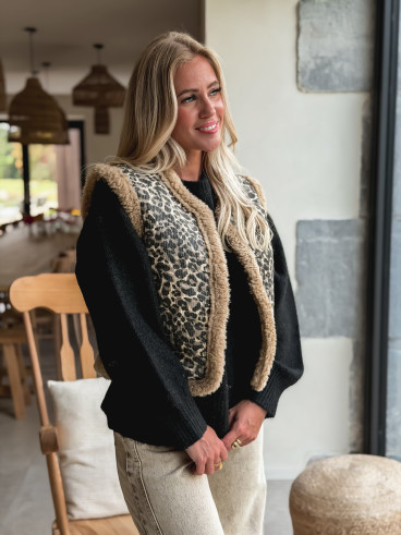 Gilet sans manches Shira - Beige/Chocolat