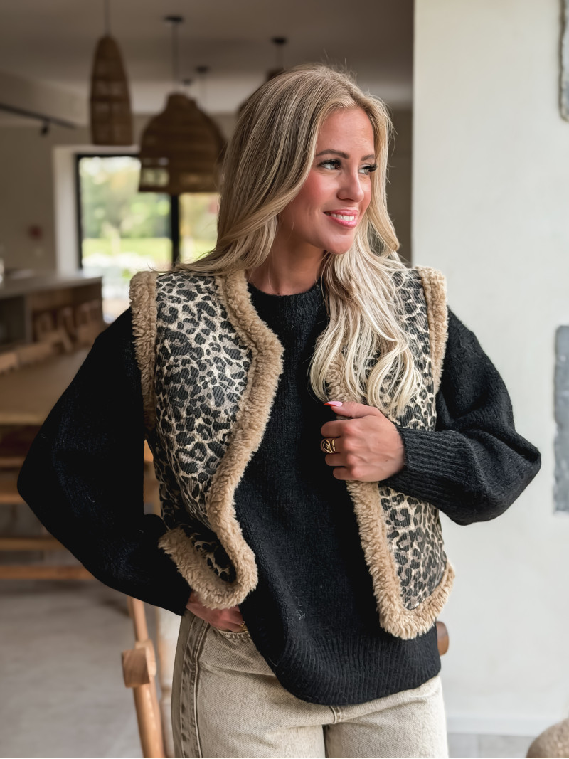 Gilet sans manches Shira - Beige/Chocolat