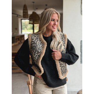 Gilet sans manches Shira - Beige/Chocolat