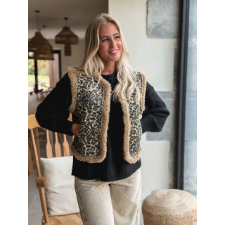 Gilet sans manches Shira - Beige/Chocolat