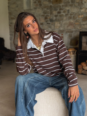 Pull ligné Esmérise - Chocolat