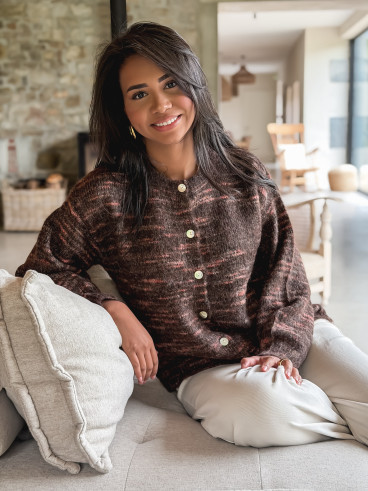 Gilet à motifs Agneline - Chocolat