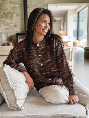 Gilet à motifs Agneline - Chocolat