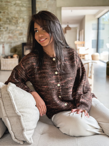 Gilet à motifs Agneline - Chocolat