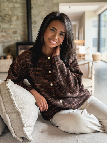 Gilet à motifs Agneline - Chocolat
