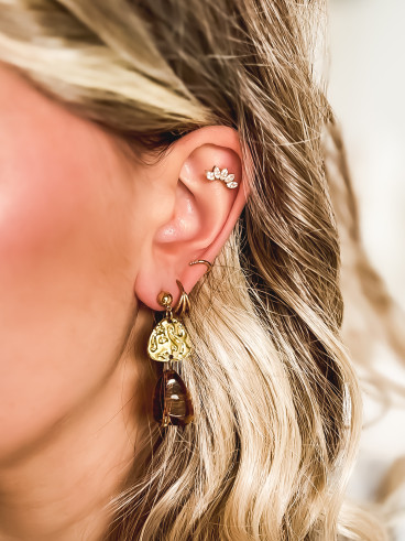 Boucles d'oreilles Mimosa - Chocolat