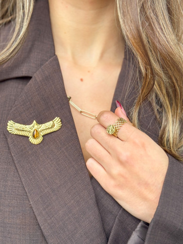 Broche "Eagle" - Doré/Camel