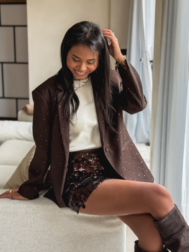 Jupe à sequins Apoline - Marron