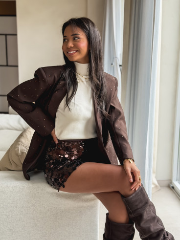 Jupe à sequins Apoline - Marron
