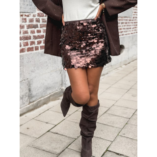 Jupe à sequins Apoline - Marron