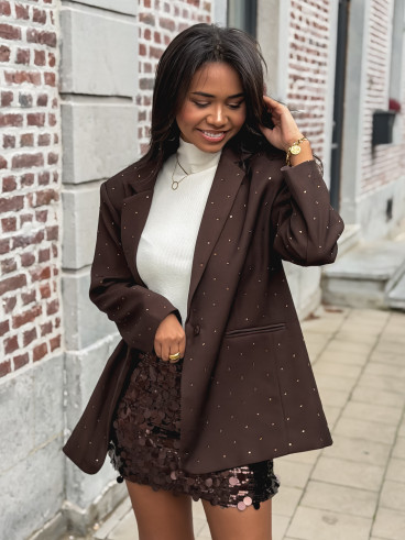 Jupe à sequins Apoline - Marron