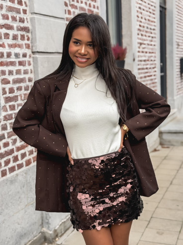 Jupe à sequins Apoline - Marron