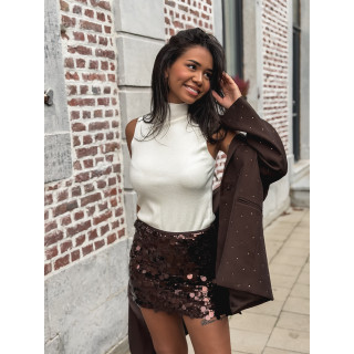 Jupe à sequins Apoline - Marron