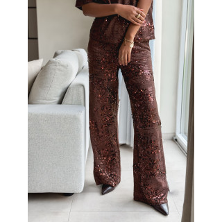 Pantalon à sequins Valéa - Marron