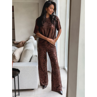 Blouse à sequins Valéa - Marron