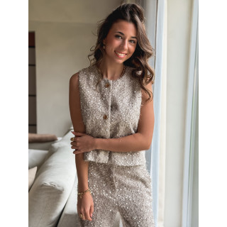 Blouse à sequins Nozéline - Greige