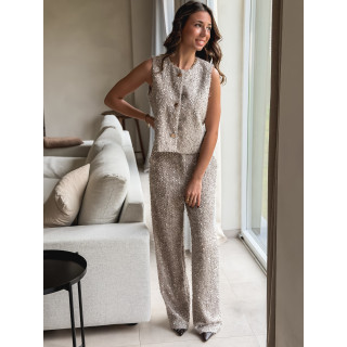 Blouse à sequins Nozéline - Greige
