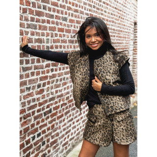 Gilet sans manches Léopard Yvanna - Beige/Noir