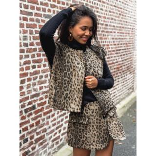 Gilet sans manches Léopard Yvanna - Beige/Noir
