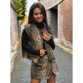 Gilet sans manches Léopard Yvanna - Beige/Noir