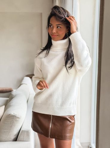 Pull col roulé Nolys - Blanc