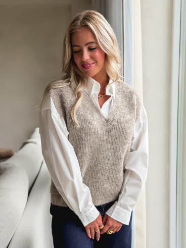 Pull sans manches Camélya - Taupe