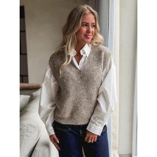 Pull sans manches Camélya - Taupe