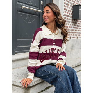 Pull ligné California - Bordeaux/Ecru