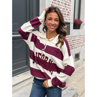 Pull ligné California - Bordeaux/Ecru