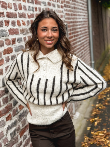 Pull ligné Ines - beige/marron Pull ligné Ines - beige/marron