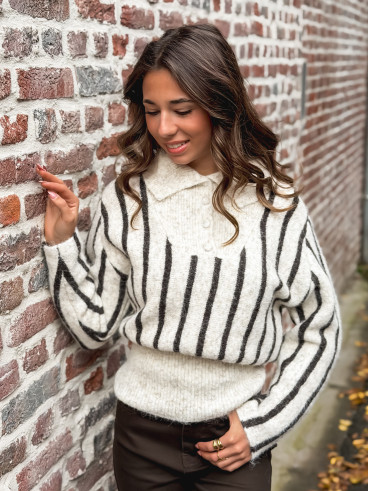 Pull ligné Ines - beige/marron Pull ligné Ines - beige/marron