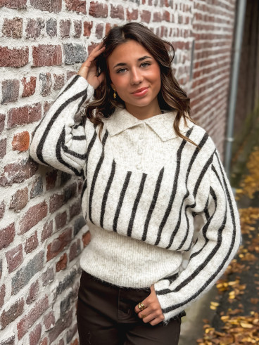 Pull ligné Ines - beige/marron Pull ligné Ines - beige/marron